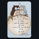 Modern Funny Couple Owls Wedding Inspired by Bible Magnet<br><div class="desc">This amazing cute magnet is a wonderful daily reminder. Family is one of the most precious gift of our God. How can we be happy living in it? Bible gives us wise advice. You are welcome to read this translation and to get acquainted with other literature based on the Bible...</div>