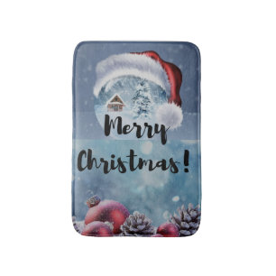 Modern funny cute Christmas reindeer Bath Mat
