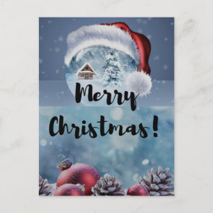 Modern funny cute Christmas reindeer      Holiday Postcard