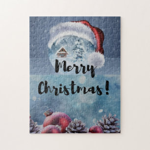 Modern funny cute Christmas reindeer      Jigsaw Puzzle