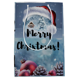 Modern funny cute Christmas reindeer       Medium Gift Bag