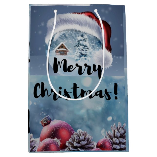 Modern funny cute Christmas reindeer       Medium Gift Bag (Front)