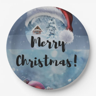 Modern funny cute Christmas reindeer      Paper Plate