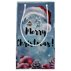 Modern funny cute Christmas reindeer      Small Gift Bag
