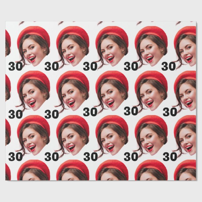 Modern Funny Face Birthday Gift  Wrapping Paper (Flat)
