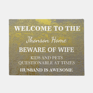 Modern Funny Family Name Welcome Personalized Door Doormat