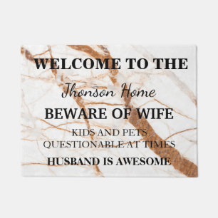 Modern Funny Family Name Welcome Personalized Doormat