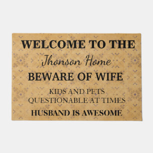 Modern Funny Family Name Welcome Personalized Doormat