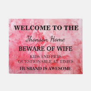Modern Funny Family Name Welcome Personalized Doormat