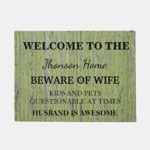 Modern Funny Family Name Welcome Personalized Doormat
