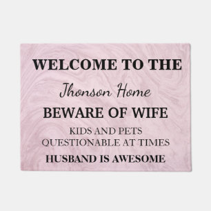 Modern Funny Family Name Welcome Personalized Doormat
