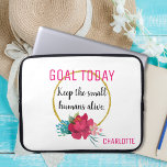 Modern Funny Floral Small Humans Laptop Sleeve<br><div class="desc">This modern,  funny case features stylish flowers and a faux gold glitter frame,  with the humourous quote “Goal Today: Keep the Small Humans Alive.”  Easily personalize with your name.  Makes a great gift for parents or teachers!</div>