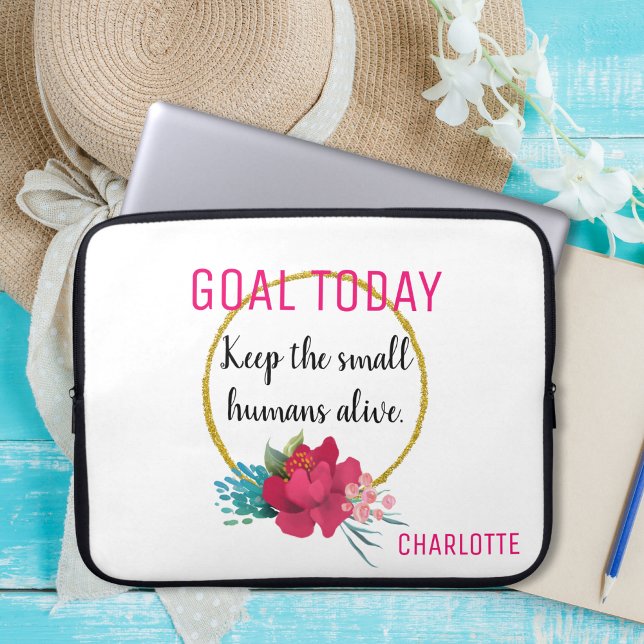 Modern Funny Floral Small Humans Laptop Sleeve (Creator Uploaded)
