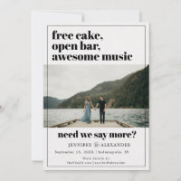 Modern Funny Free Cake Open Bar Quote Photo