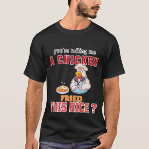Modern Funny Fried Rice Chicken Illustration T-Shirt