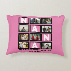 Modern Funny Grandmother Cute Nana 8 Photo Collage Accent Pillow