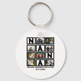 Modern Funny Grandmother Cute Nana 8 Photo Collage Keychain