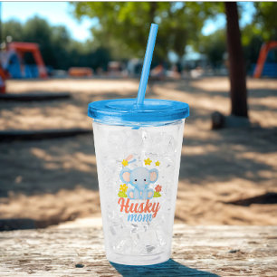 Modern Funny Husky Mom Cute Elephant Acrylic Tumbler