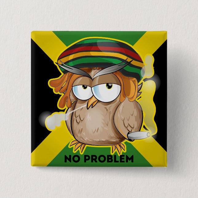 Modern Funny Jamaica No Problem 2 Inch Square Button (Front)