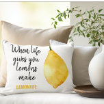 Modern Funny Lemon Yellow Quote Accent Pillow<br><div class="desc">Modern Funny Lemon Yellow Quote</div>