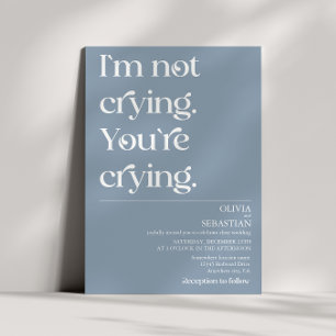 Modern Funny Minimal Typography Dusty Blue Wedding Invitation