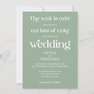 Modern Funny Minimalist Script Sage Green Wedding Invitation