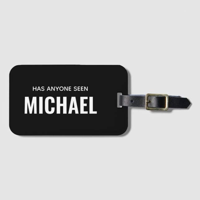 Modern Funny Monogram Personalized Name Luggage Tag (Front Horizontal)