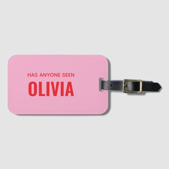 Modern Funny Monogram Personalized Name Luggage Tag (Front Horizontal)