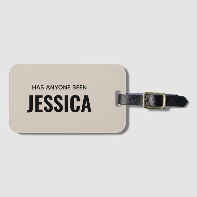 Modern Funny Monogram Personalized Name Luggage Tag (Front Horizontal)