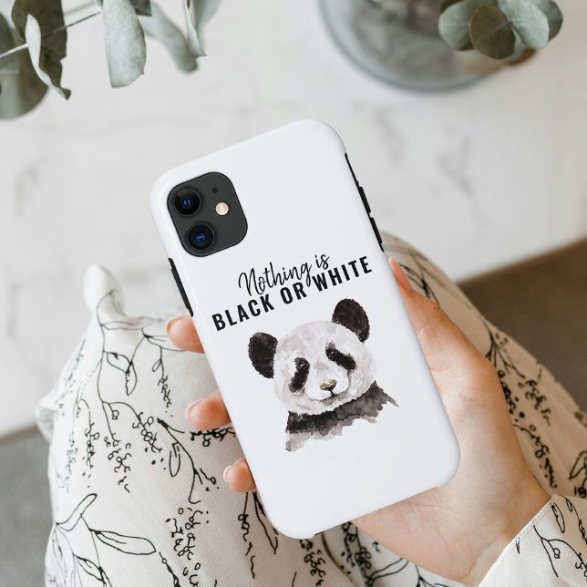 Modern Funny Panda Black And White With Quote Case-Mate iPhone Case (Creator Uploaded)