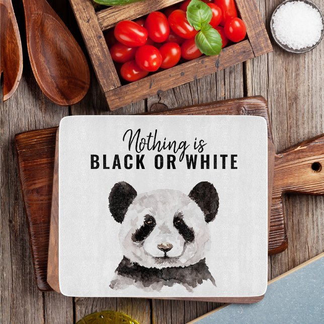 Modern Funny Panda Black And White With Quote Cutting Board (Creator Uploaded)