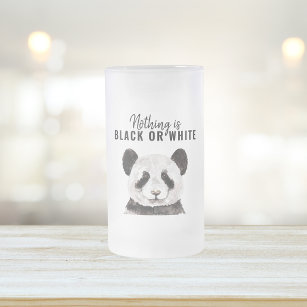 Modern Funny Panda Black And White With Quote Frosted Glass Beer Mug