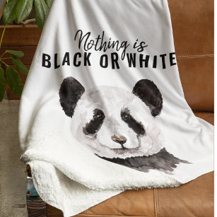Modern Funny Panda Black And White With Quote Sherpa Blanket