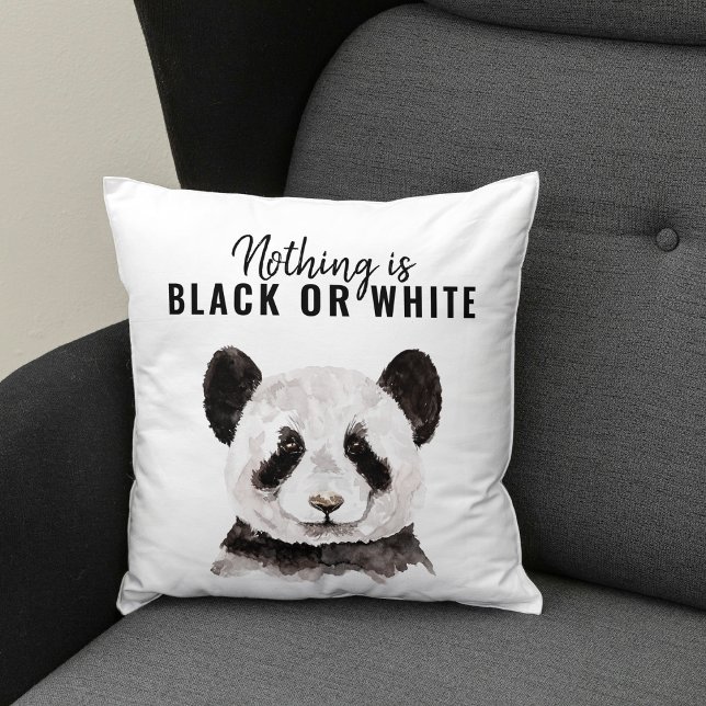 Modern Funny Panda Black And White With Quote Throw Pillow (Creator Uploaded)