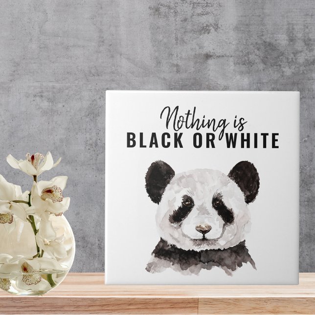 Modern Funny Panda Black And White With Quote Tile (Creator Uploaded)