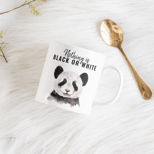 Modern Funny Panda Black And White With Quote Two-Tone Coffee Mug (Creator Uploaded)