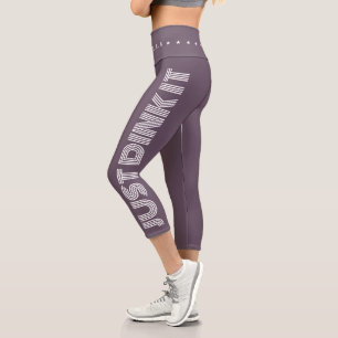 Modern Funny Pickleball Just Dink it Moss Purple Capri Leggings