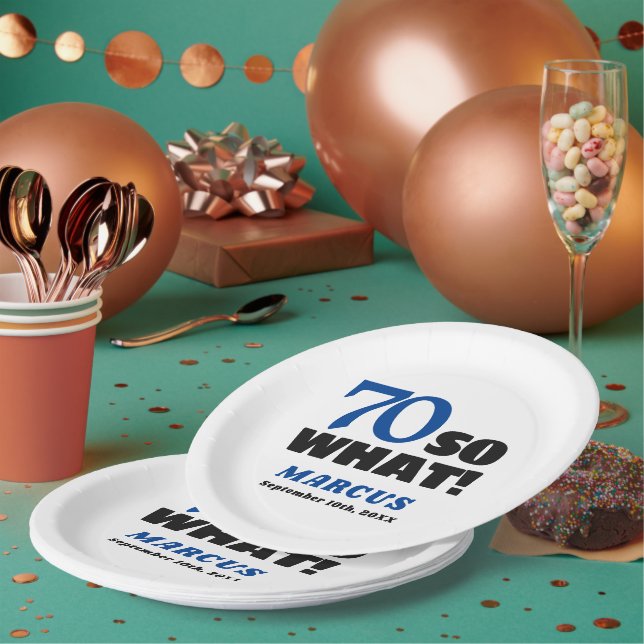 Modern Funny Quote Typography 70th Birthday  Paper Plate (Multi)
