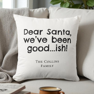 Modern Funny Santa Black Festive Humour Christmas Throw Pillow