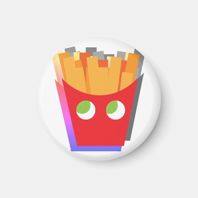 Modern Funny Simple Red & Yellow Glitch Fries  Magnet (Front)