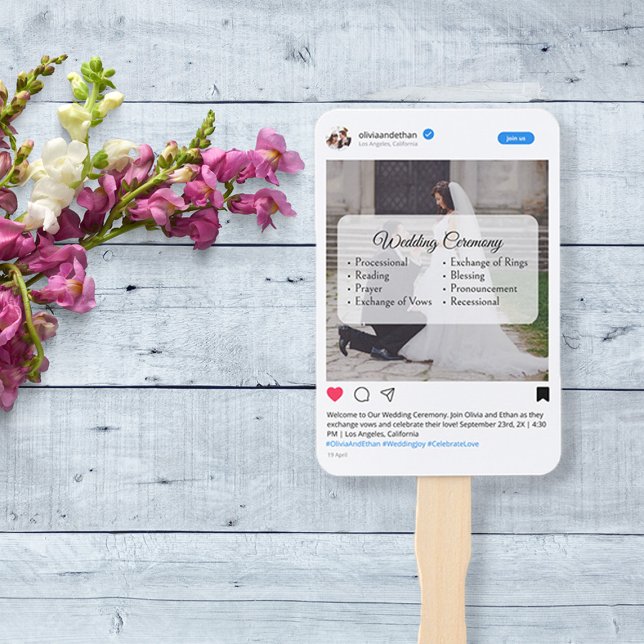 Modern Funny Social Media Wedding Program Hand Fan (Creator Uploaded)