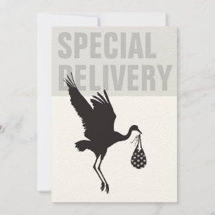 Modern Funny Stork Neutral Baby Shower Invitation