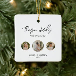 Modern Funny These Kids Are Engaged Photo Keepsake Ceramic Ornament