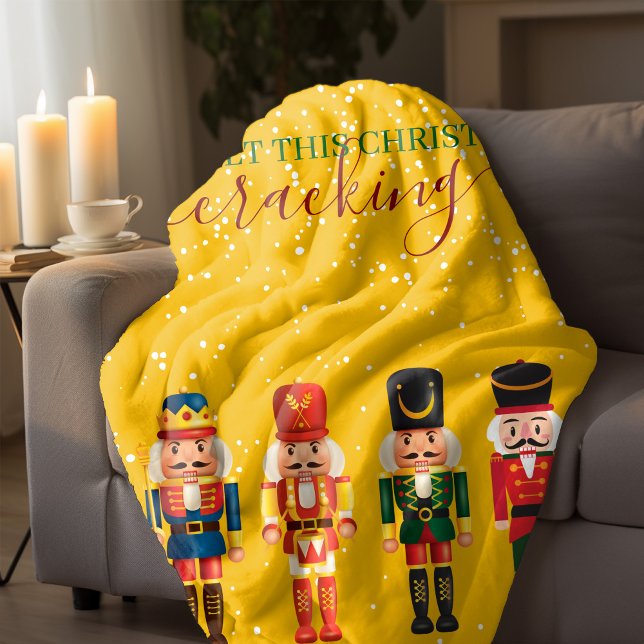 Modern Funny Unique Nutcracker Yellow Christmas Sherpa Blanket (Creator Uploaded)
