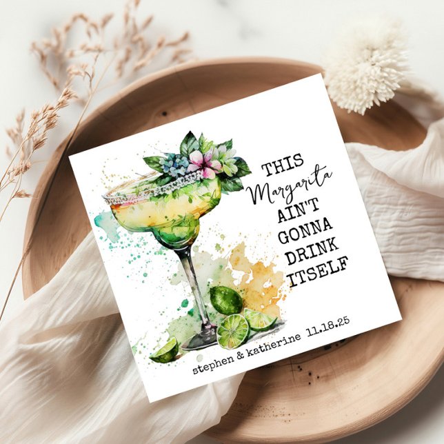 Modern Funny Watercolor Margarita Personalized Napkin (Creator Uploaded)