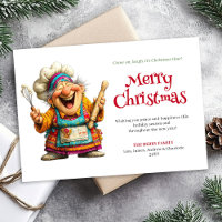 Modern Funny Woman Crazy Christmas Comic Style