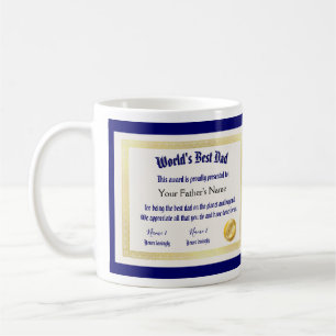 Modern Funny World's Best Dad Certificate  Coffee Mug