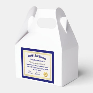 Modern Funny World's Best Grandpa Certificate Favor Box