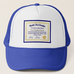 Modern Funny World's Best Grandpa Certificate Trucker Hat
