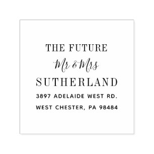 Modern Future Mr and Mrs Script Return Address Self-inking Stamp